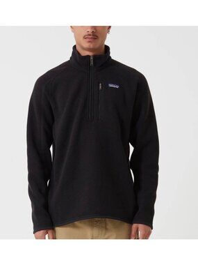 Patagonia Men's Better Sweater 1/4-Zip Fleece Pullover color black size large